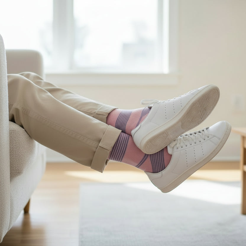 Pink with Thin Purple and Grey Stripe