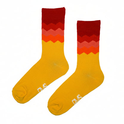 Yellow with Red, Orange and Pink Zig Zag